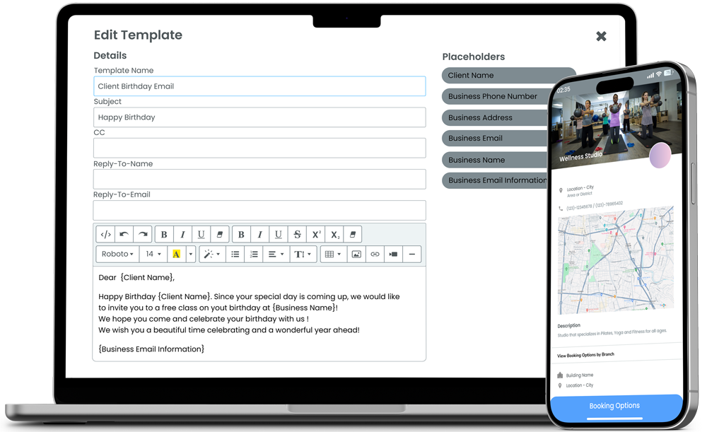 Email Template and Google Location