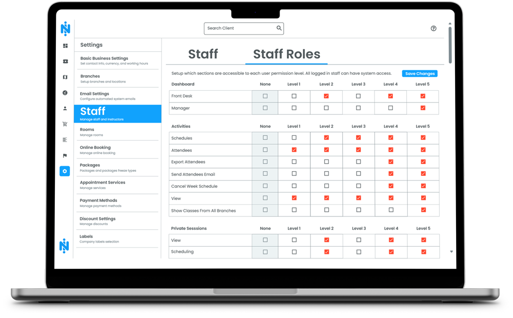 Staff Roles and access levels