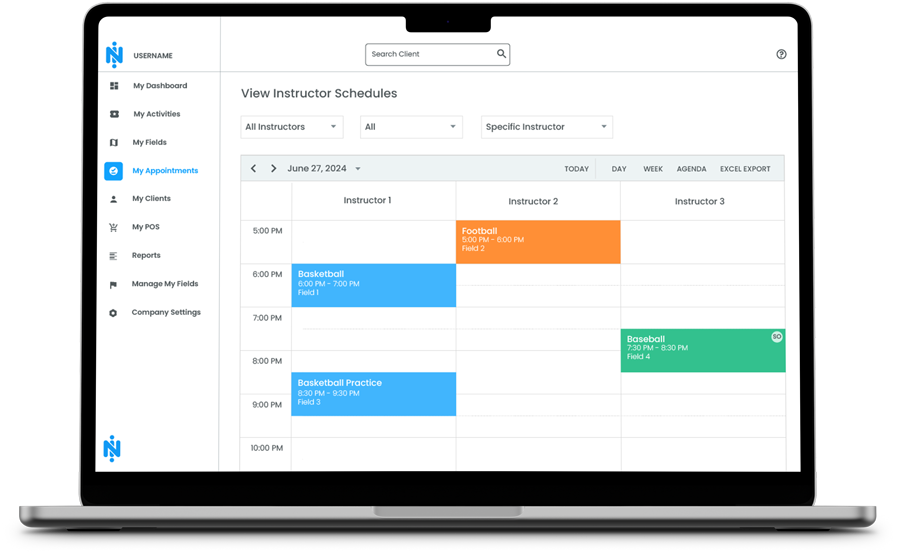 in2 Instructor Schedules Sessions