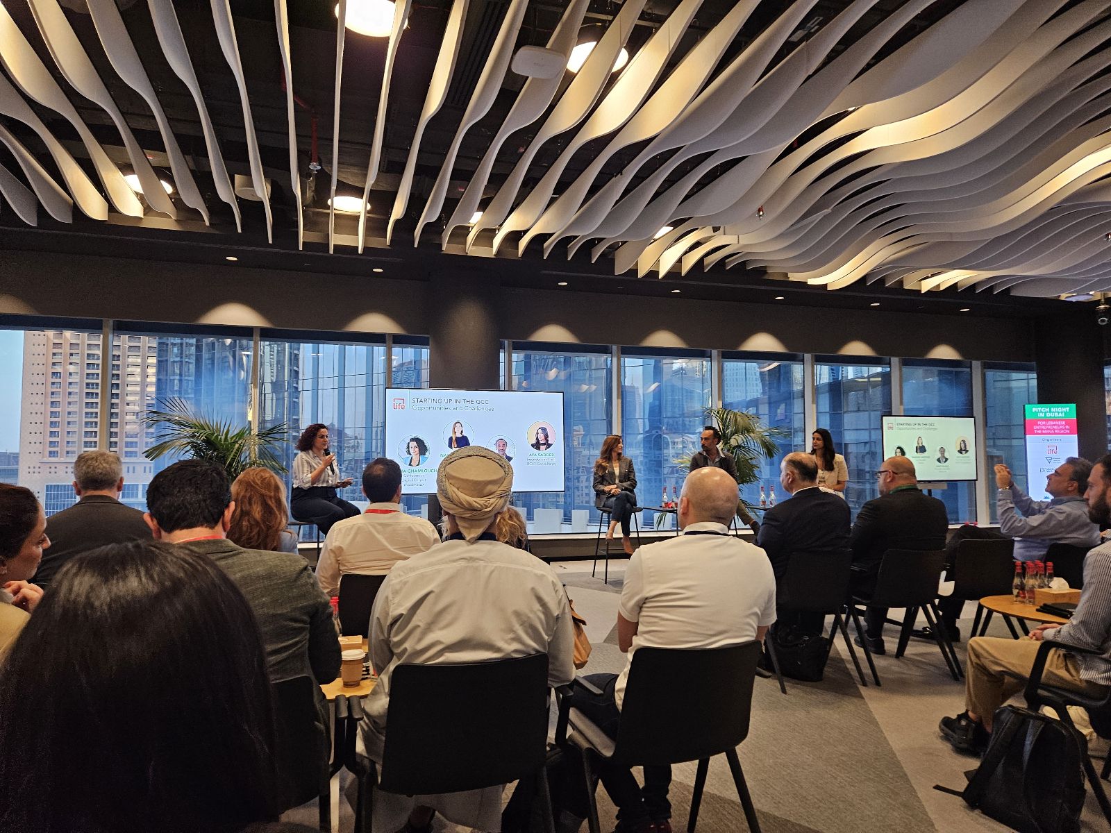 Wael Azar pitching in2 on stage at LIFE MENA Pitch Night, showcasing Lebanese sports tech innovation

