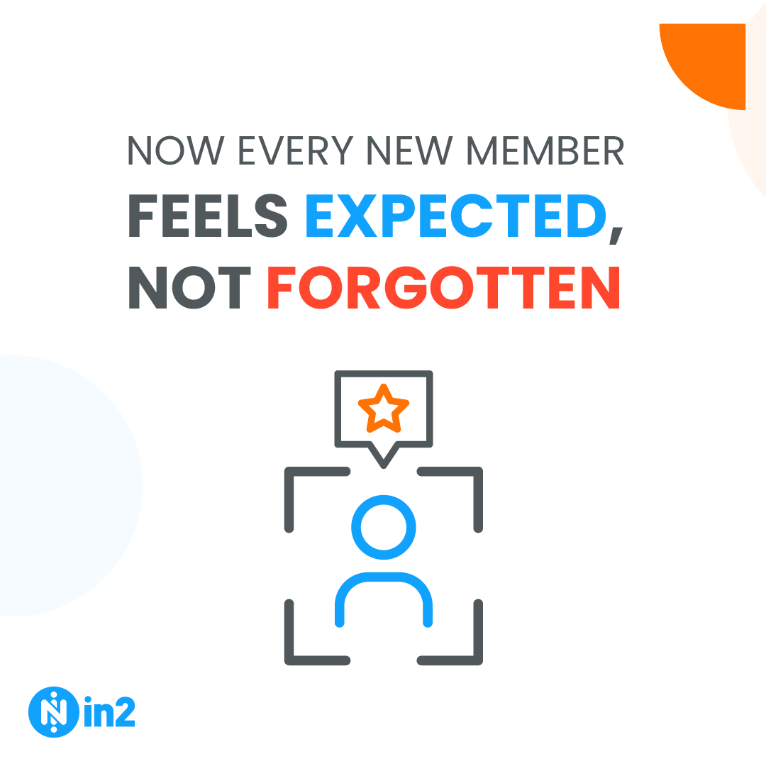 in2 client onboarding system interface showing auto-welcome flow